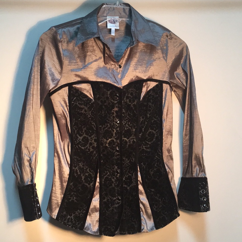 ⭐️Metallic/Velvet Shirt by D. Gilman